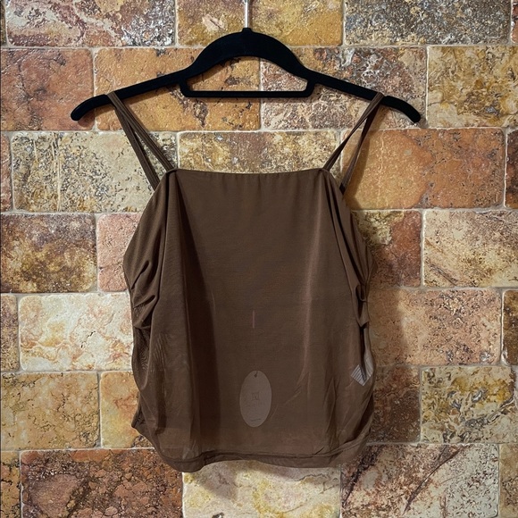 Avidlove Brown Sheer Camisole Top Medium Adjustable Strap Tank Women’s Stretch - Picture 4 of 9